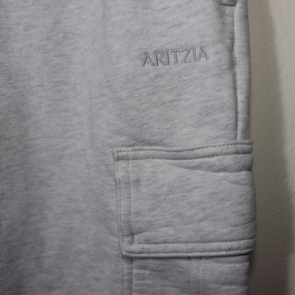 Aritzia Sweatfleece Mega Cargo Sweatpants Heather Grey High Waisted Joggers - Picture 2 of 5